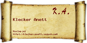 Klecker Anett névjegykártya
