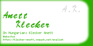 anett klecker business card